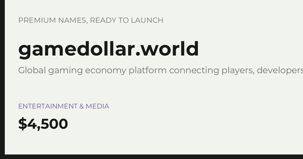 Brand preview for gamedollar.world
