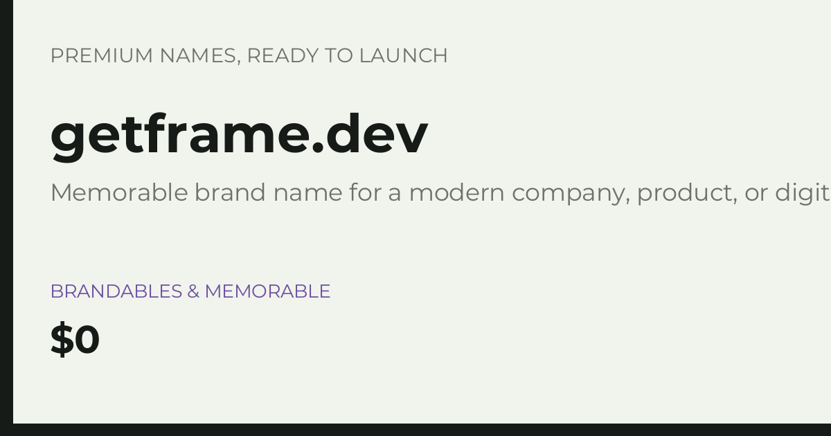 Brand preview for getframe.dev