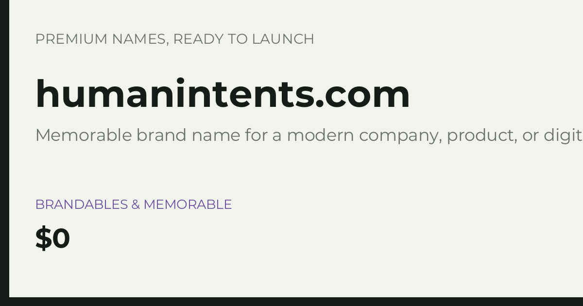 Brand preview for humanintents.com