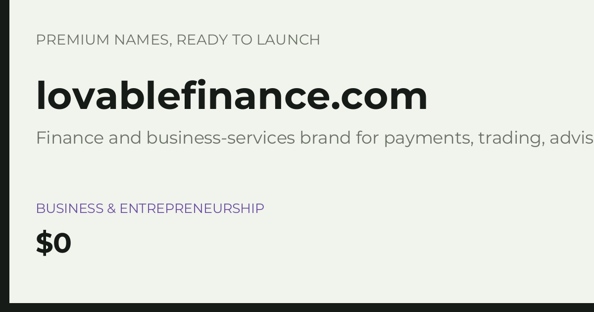 Brand preview for lovablefinance.com