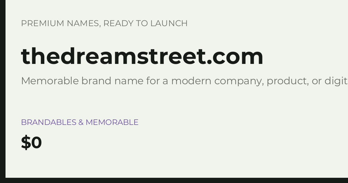 Brand preview for thedreamstreet.com