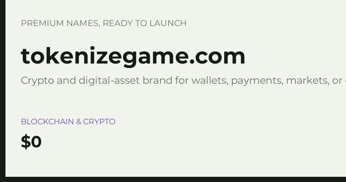 Brand preview for tokenizegame.com