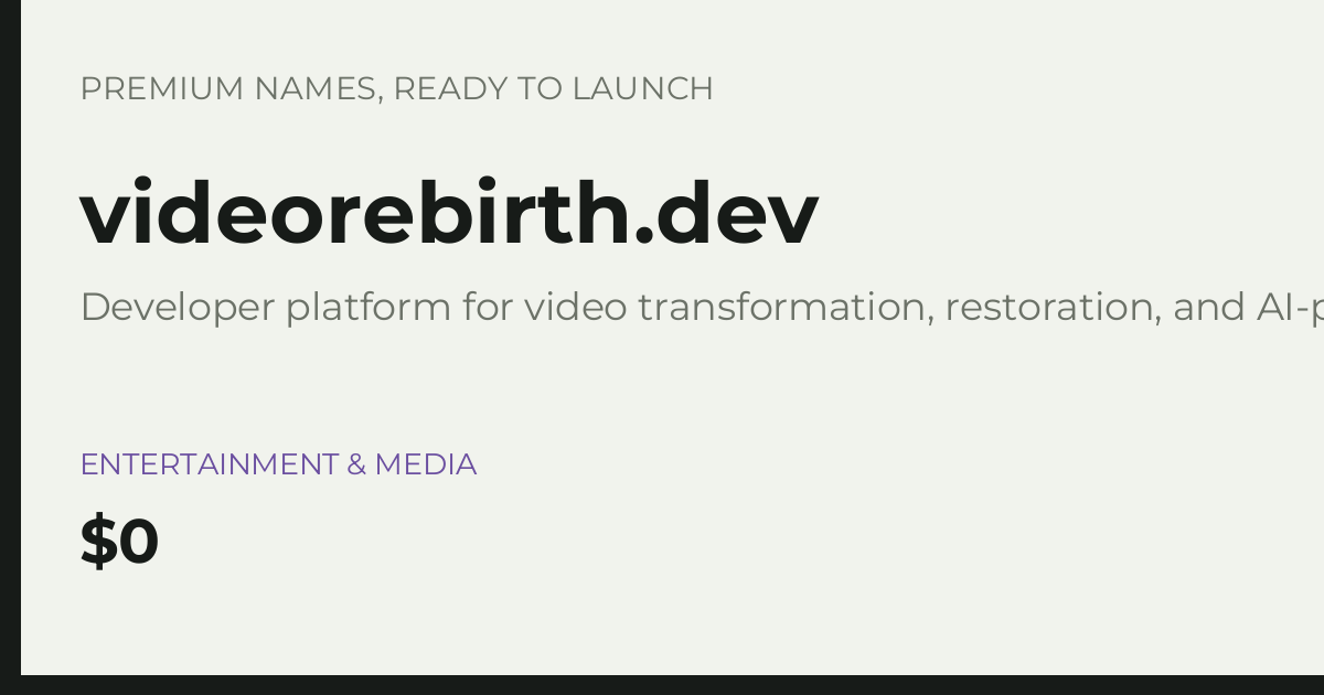 Brand preview for videorebirth.dev