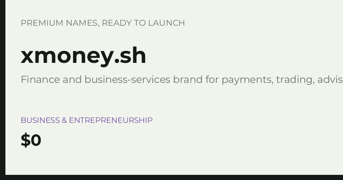 Brand preview for xmoney.sh